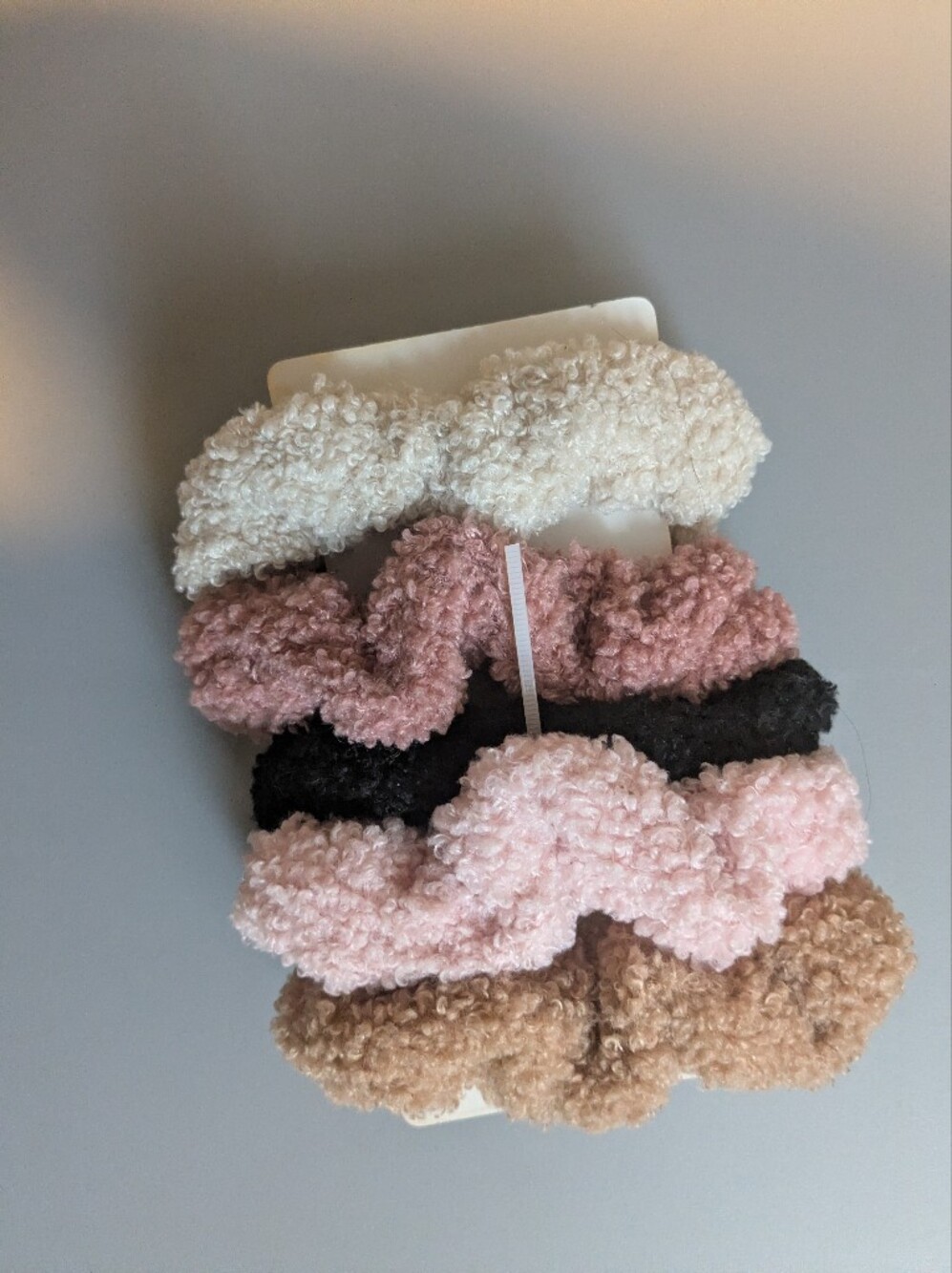 Cozy Sherpa Scrunchie Set - Pink, Black, Cream, Brown - Picture 2 of 2